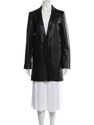 Pre-owned Sprwmn Leather Blazer W/ Tags In Black