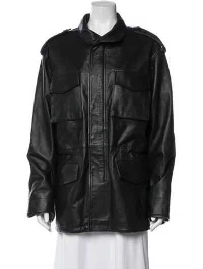 Pre-owned Sprwmn Leather Coat In Black