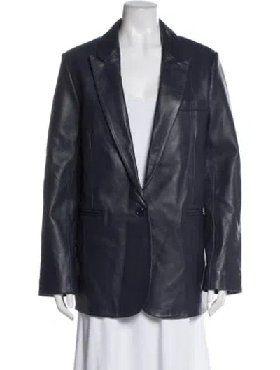 Pre-owned Sprwmn Leather Coat In Blue