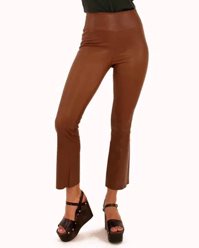 Sprwmn Leather Crop Flare Leggings In Cocoa In Brown