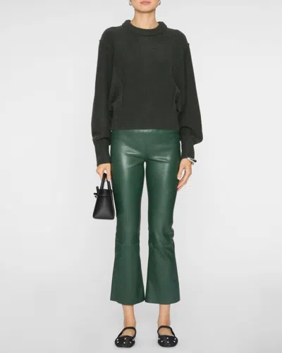 Sprwmn Leather Crop Flare Leggings In Ivy In Green
