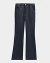 Sprwmn Leather Five-pocket Micro Flare Pants In Blue