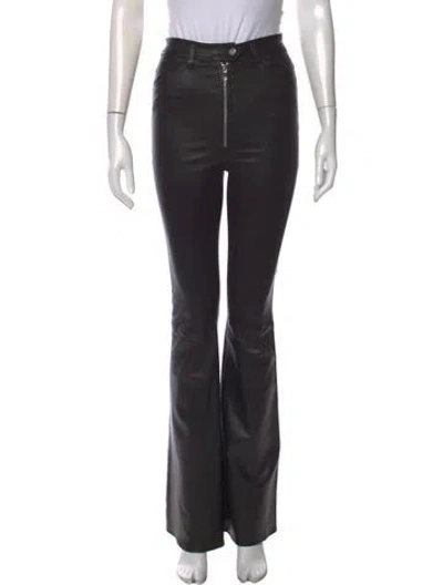 Pre-owned Sprwmn Leather Flared Pants In Black