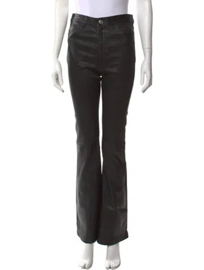 Pre-owned Sprwmn Leather Flared Pants In Black