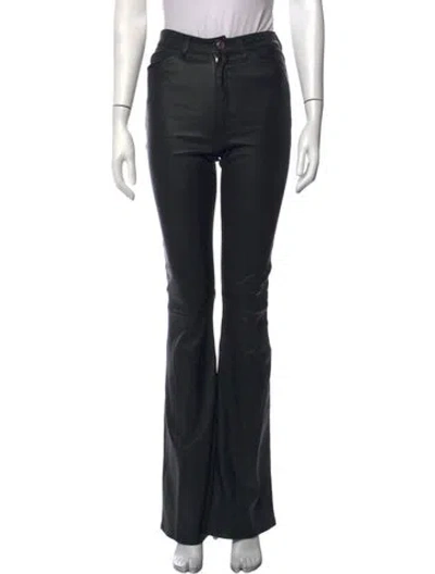 Pre-owned Sprwmn Leather Flared Pants In Black