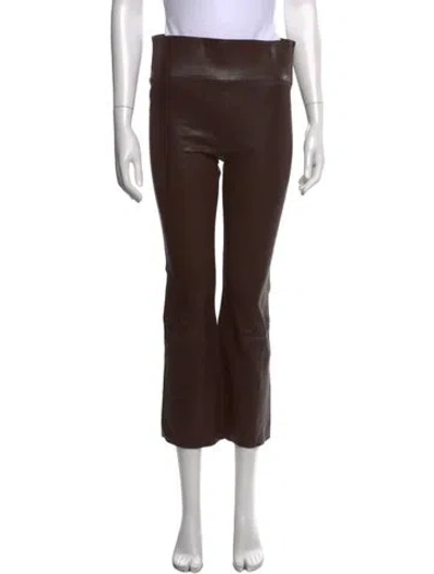 Pre-owned Sprwmn Leather Flared Pants In Brown
