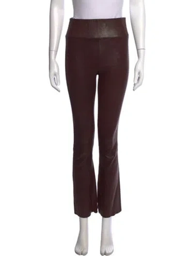 Pre-owned Sprwmn Leather Flared Pants In Brown