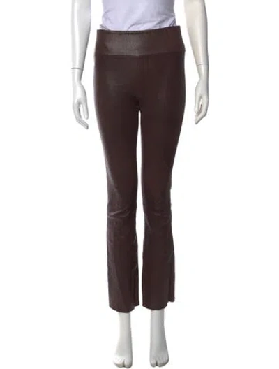 Pre-owned Sprwmn Leather Flared Pants In Brown