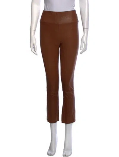 Pre-owned Sprwmn Leather Flared Pants In Brown