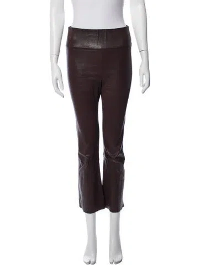 Pre-owned Sprwmn Leather Flared Pants In Brown