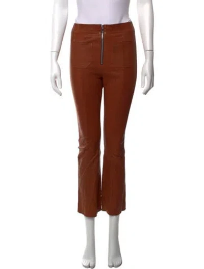 Pre-owned Sprwmn Leather Flared Pants In Orange