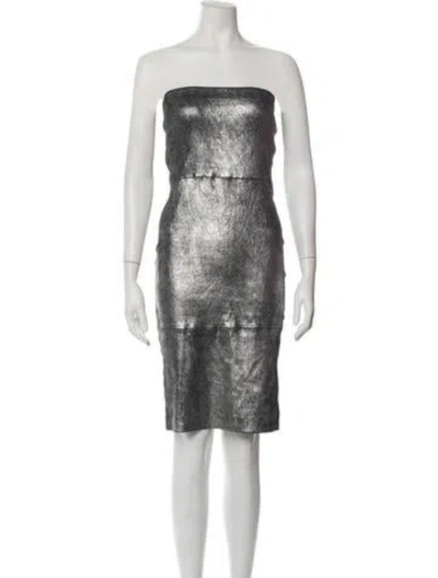 Pre-owned Sprwmn Leather Knee-length Dress In Black