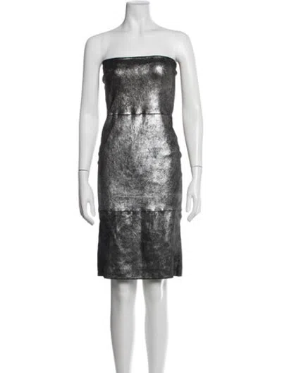 Pre-owned Sprwmn Leather Knee-length Dress In Metallic/silver