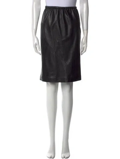 Pre-owned Sprwmn Leather Knee-length Skirt In Black