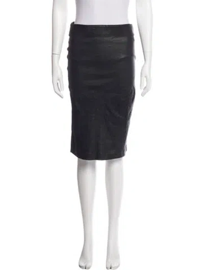 Pre-owned Sprwmn Leather Knee-length Skirt In Black