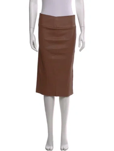 Pre-owned Sprwmn Leather Knee-length Skirt In Brown