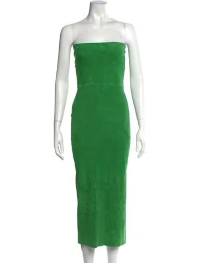 Pre-owned Sprwmn Leather Long Dress In Green