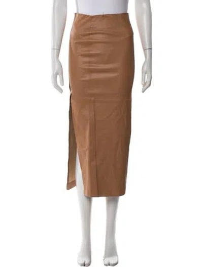 Pre-owned Sprwmn Leather Long Skirt W/ Tags In Brown