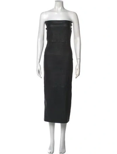 Pre-owned Sprwmn Leather Midi Length Dress In Black