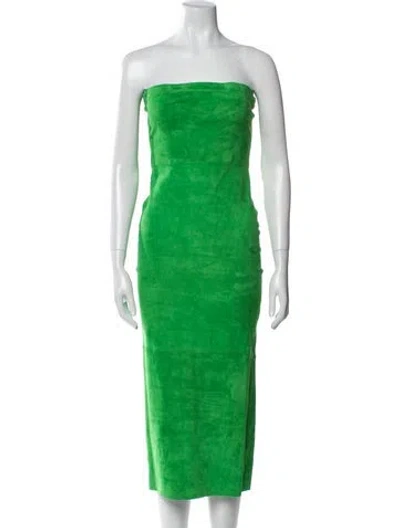 Pre-owned Sprwmn Leather Midi Length Dress In Green