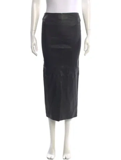 Pre-owned Sprwmn Leather Midi Length Skirt In Black