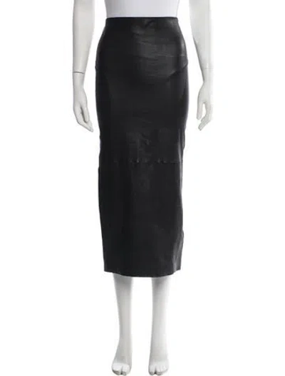Pre-owned Sprwmn Leather Midi Length Skirt In Black