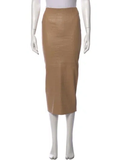 Pre-owned Sprwmn Leather Midi Length Skirt In Neutrals