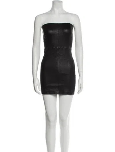 Pre-owned Sprwmn Leather Mini Dress In Black