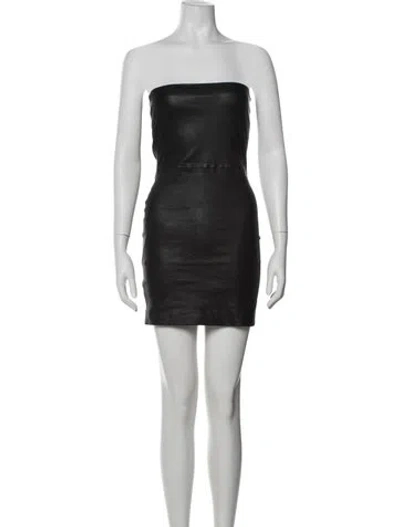 Pre-owned Sprwmn Leather Mini Dress In Black