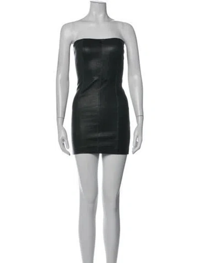 Pre-owned Sprwmn Leather Mini Dress In Black