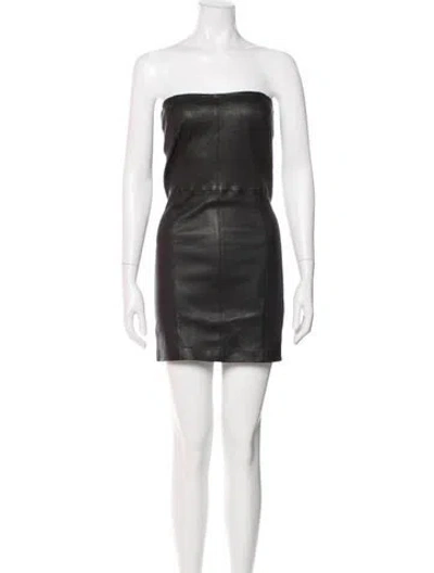 Pre-owned Sprwmn Leather Mini Dress In Black