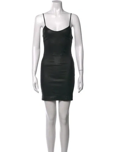 Pre-owned Sprwmn Leather Mini Dress In Black