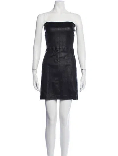 Pre-owned Sprwmn Leather Mini Dress In Black