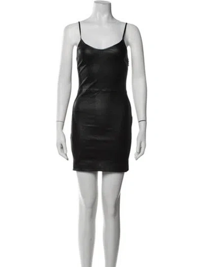 Pre-owned Sprwmn Leather Mini Dress In Black