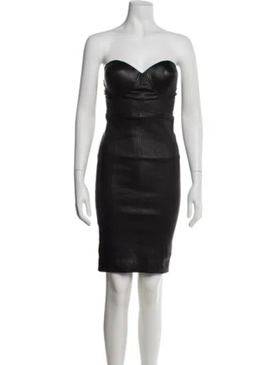 Pre-owned Sprwmn Leather Mini Dress In Black