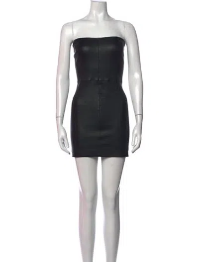 Pre-owned Sprwmn Leather Mini Dress In Black