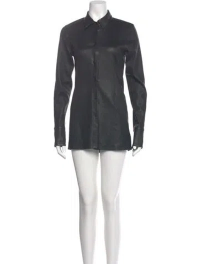 Pre-owned Sprwmn Leather Mini Dress In Gray