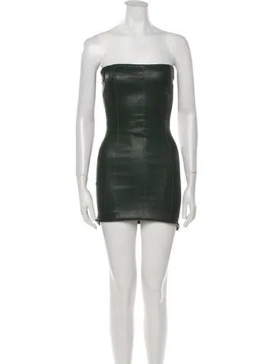 Pre-owned Sprwmn Leather Mini Dress In Green