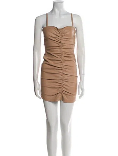 Pre-owned Sprwmn Leather Mini Dress In Neutral