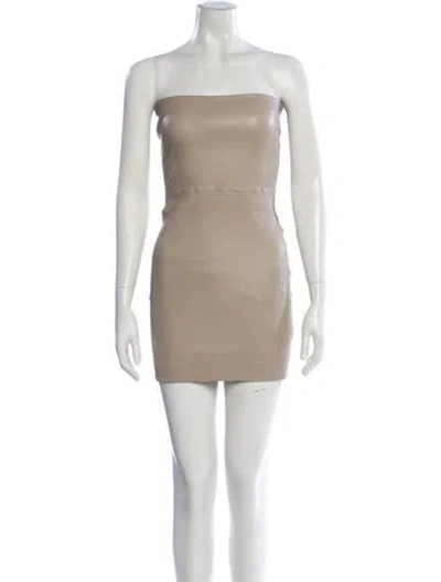 Pre-owned Sprwmn Leather Mini Dress In Neutral