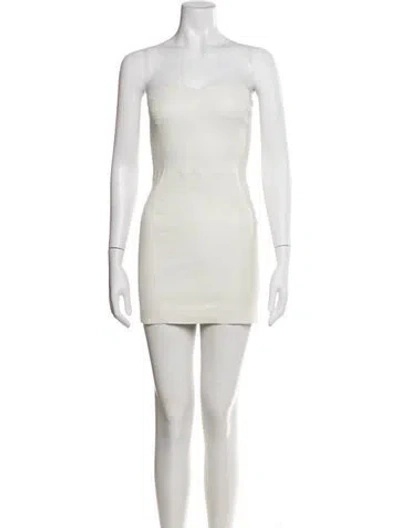 Pre-owned Sprwmn Leather Mini Dress In Neutral