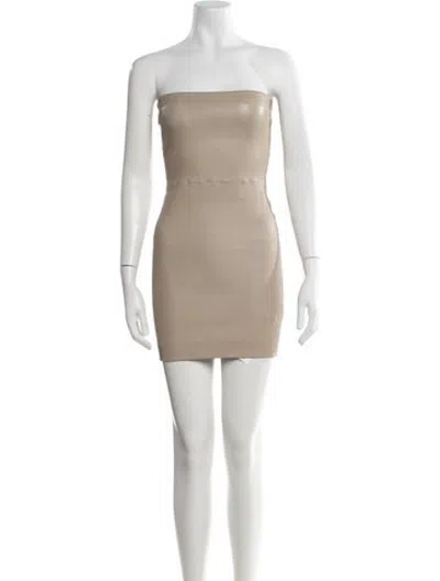 Pre-owned Sprwmn Leather Mini Dress In Neutrals