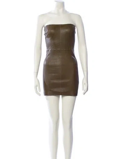Pre-owned Sprwmn Leather Mini Dress W/ Tags In Green
