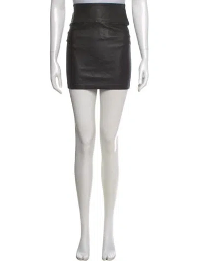 Pre-owned Sprwmn Leather Mini Skirt In Black
