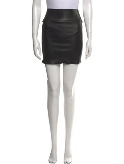Pre-owned Sprwmn Leather Mini Skirt In Black