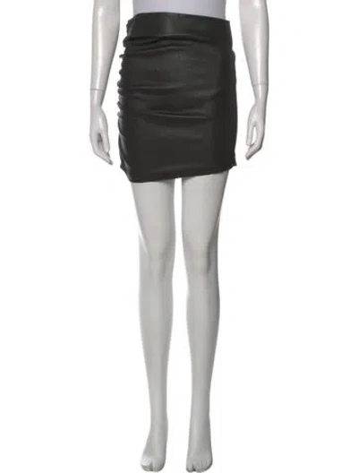 Pre-owned Sprwmn Leather Mini Skirt In Black