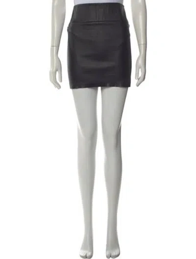 Pre-owned Sprwmn Leather Mini Skirt In Black