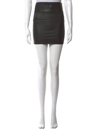 Pre-owned Sprwmn Leather Mini Skirt In Black