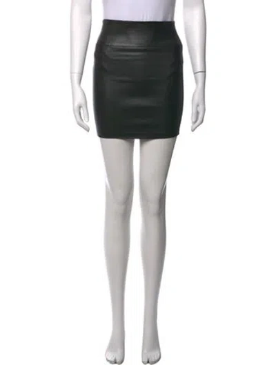 Pre-owned Sprwmn Leather Mini Skirt In Black