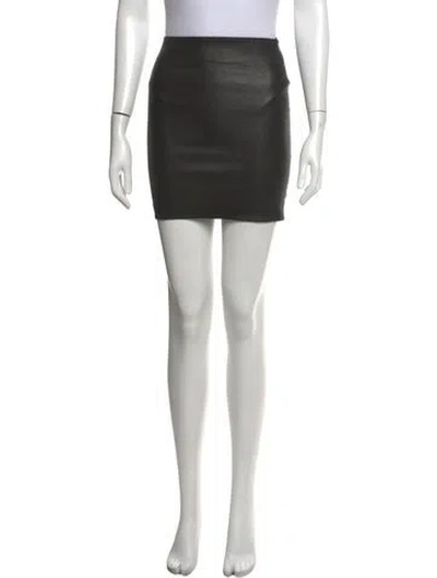 Pre-owned Sprwmn Leather Mini Skirt In Black